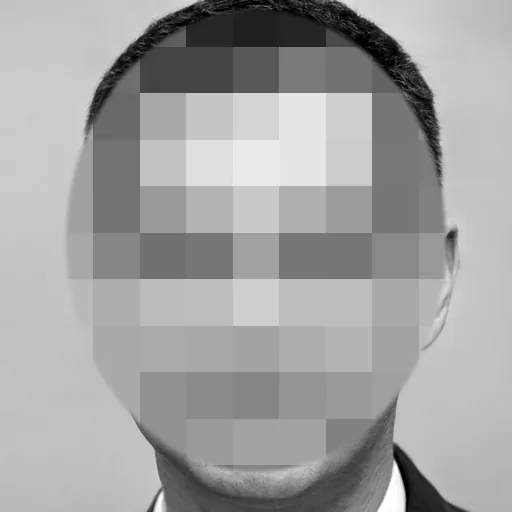 Portrait with the face pixelated