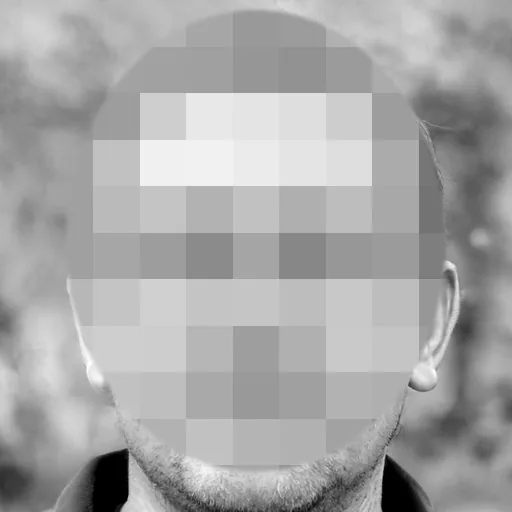 Portrait with the face pixelated