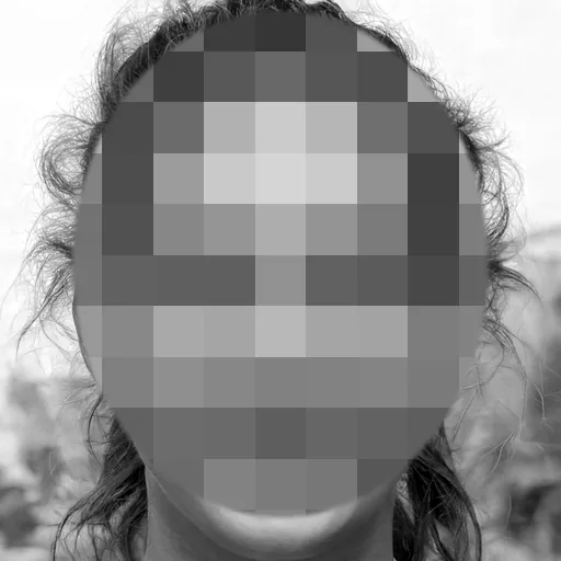 Portrait with the face pixelated