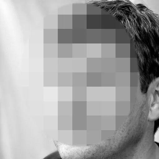Portrait with the face pixelated